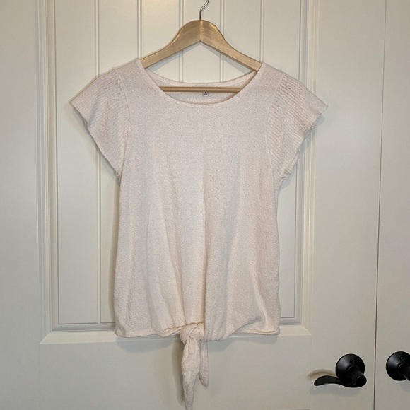 Madewell Tee with Flutter Sleeve and tie bottom - Picture 3 of 4